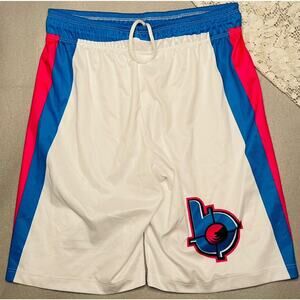 Bang Energy Men’s White Pink Blue Basketball Drawstring Shorts Size Medium